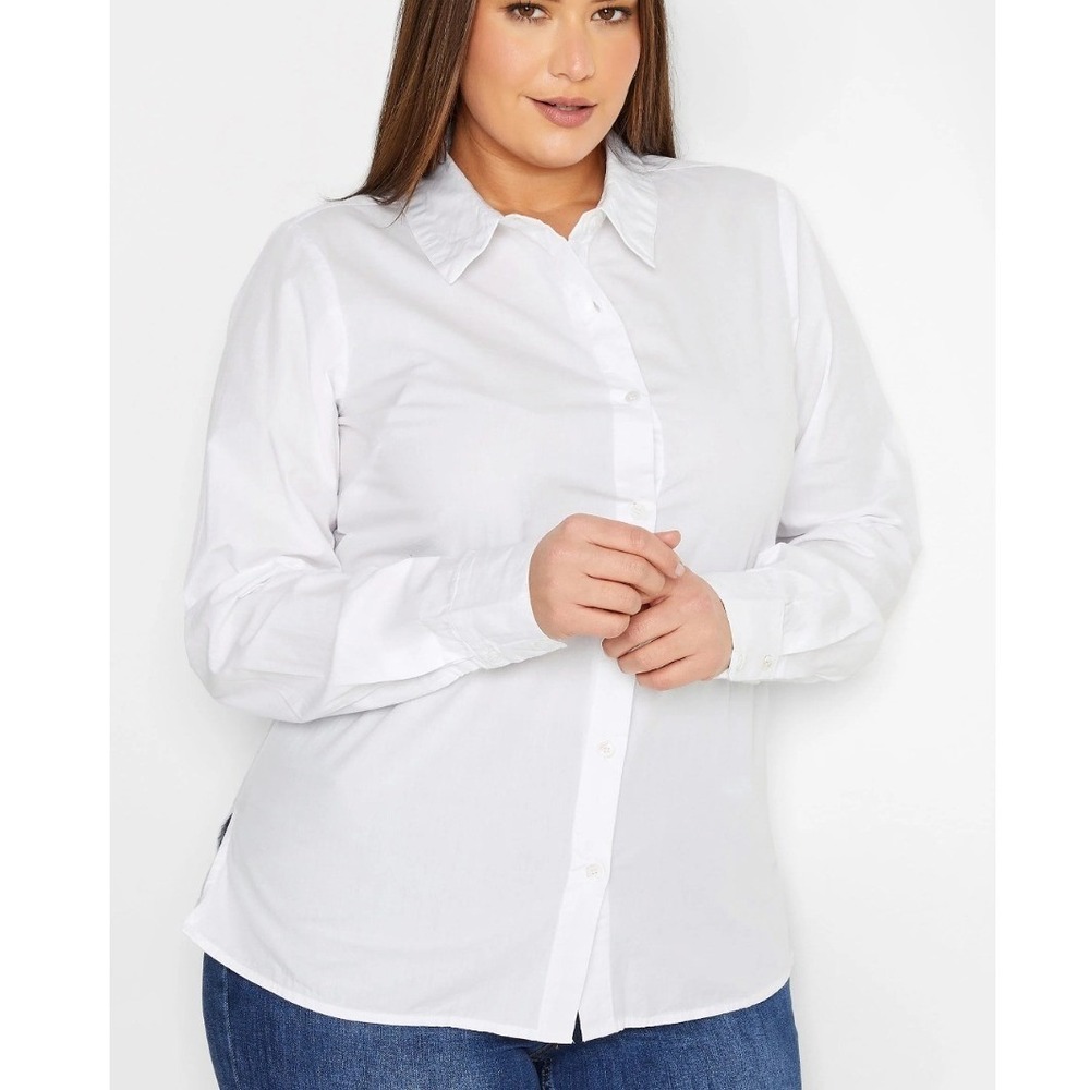 Long Tall Sally White Long Sleeve Button‎ Down Shirt Tall US 18 NWT 195919/WHT